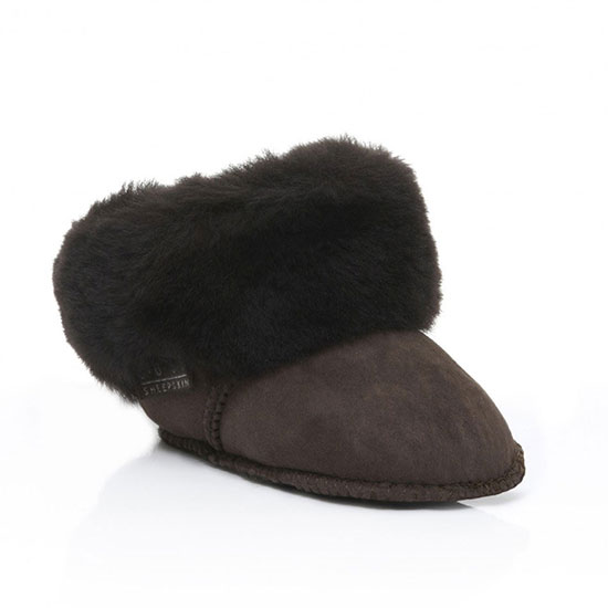 Babies Albery Sheepskin Booties Chocolate