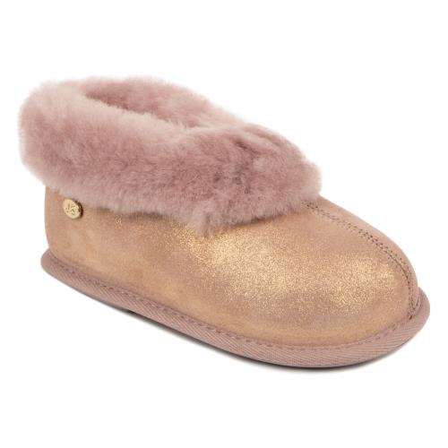 Childrens Classic Sheepskin Slippers Blush Sparkle