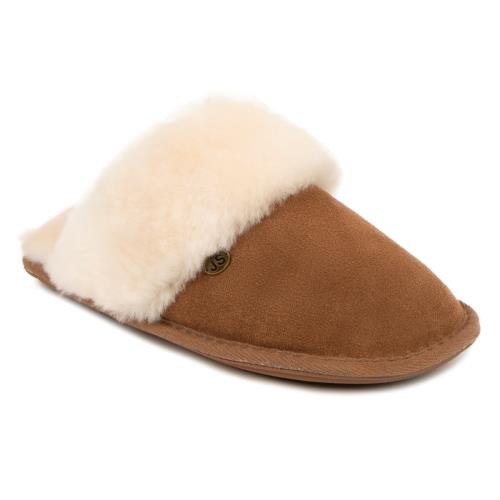 Ladies Duchess Sheepskin Slipper Chestnut