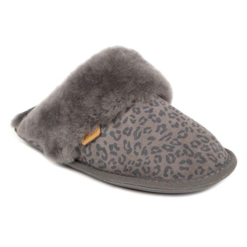 Ladies Duchess Sheepskin Slipper Grey Animal