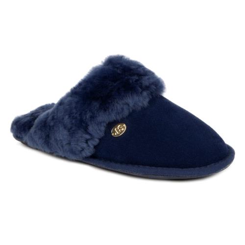 Ladies Duchess Sheepskin Slipper Navy