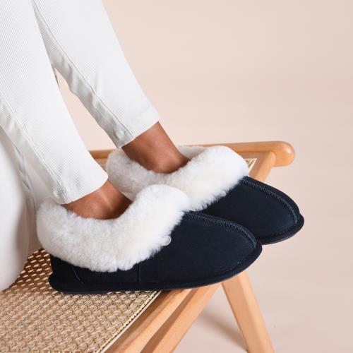 Ladies Classic Sheepskin Slipper Navy