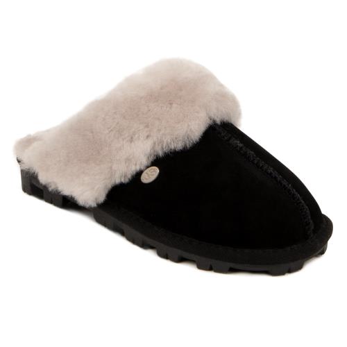 Ladies Alice Sheepskin Slipper Black with Dove