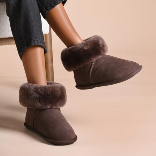 Ladies Albery Sheepskin Slipper  Chocolate