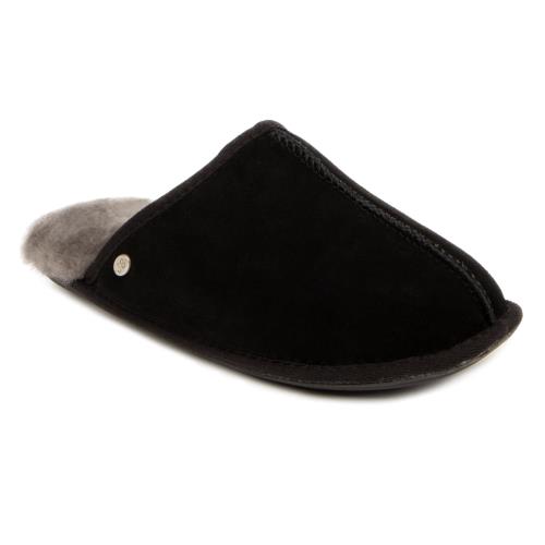 Mens Donmar Sheepskin Slipper Black / Grey