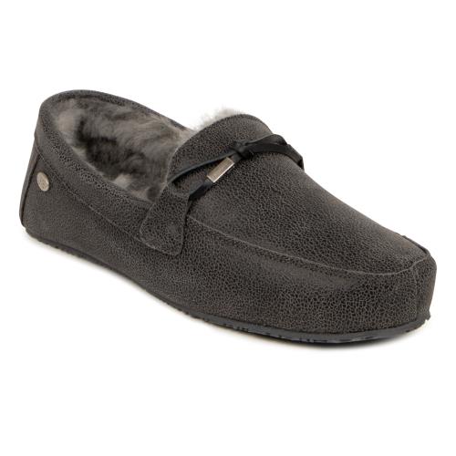 Mens Brackley Sheepskin Slipper Granite Distressed