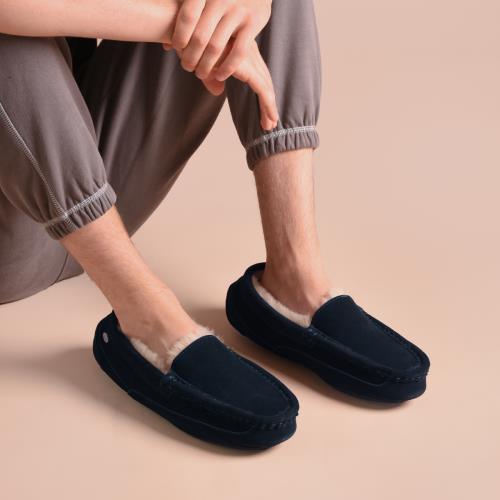 Mens Harry Sheepskin Slipper Navy