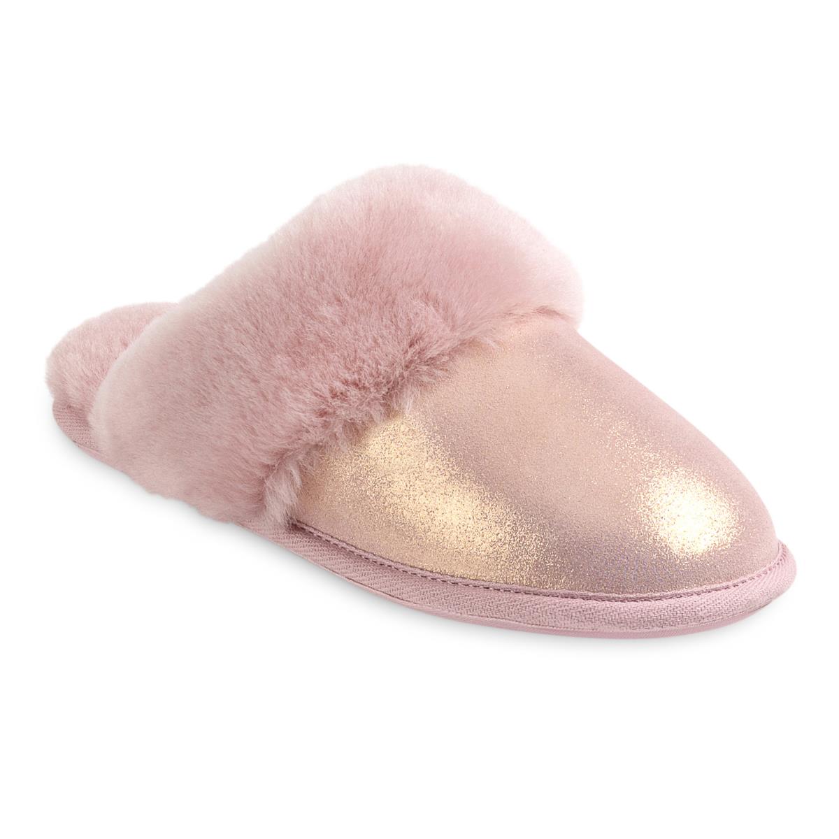 just sheepskin slippers pink