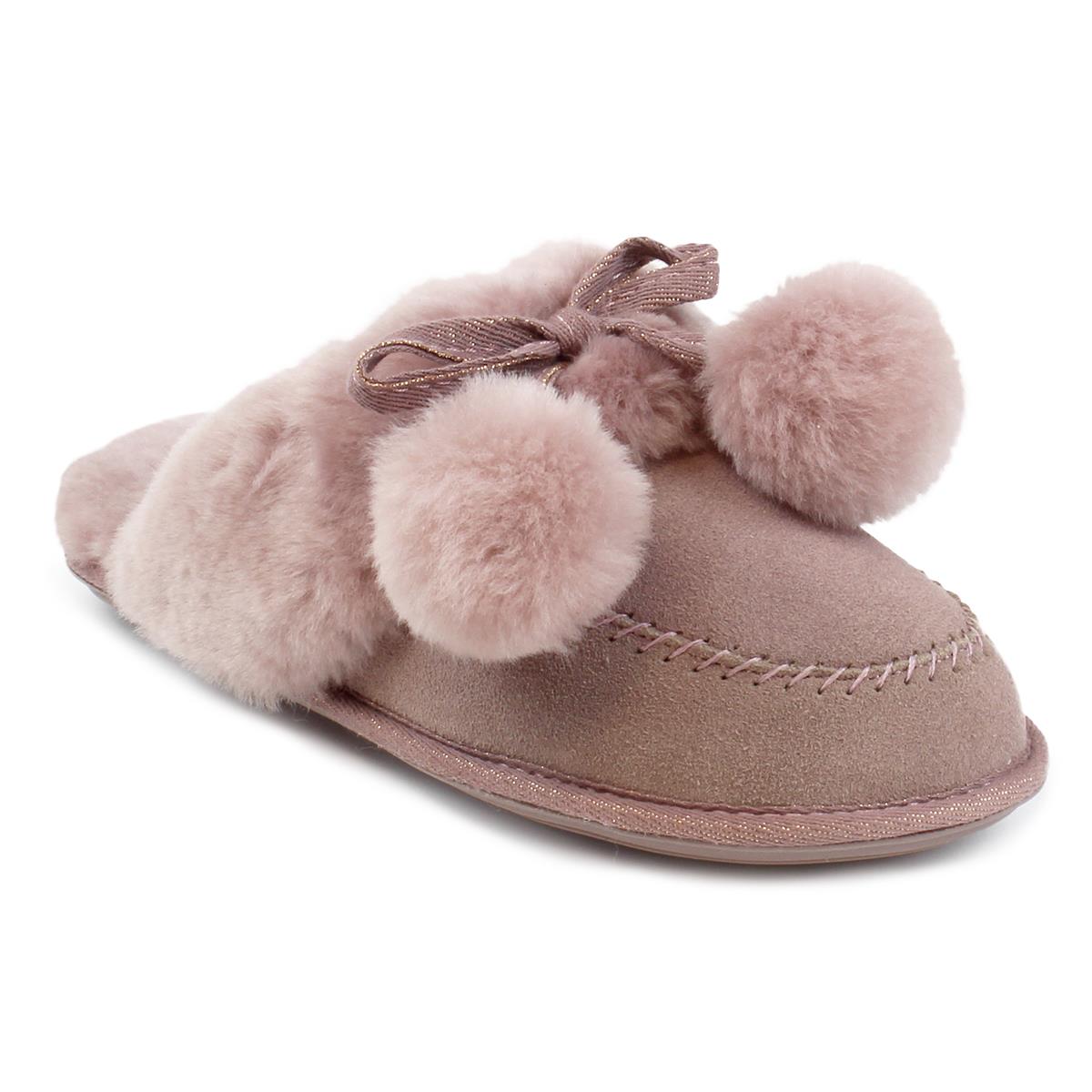 just sheepskin slippers pink